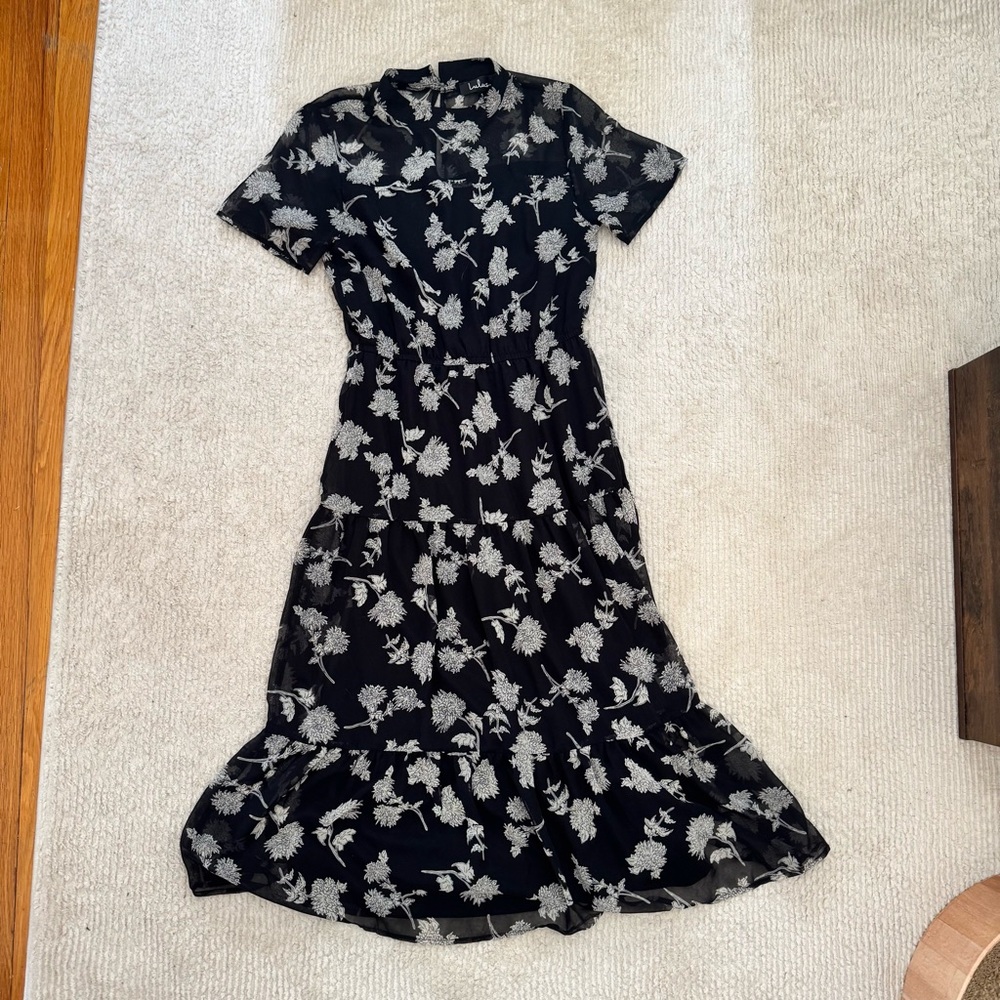 Lulu's Black and White Floral Maxi Dress